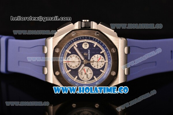 Audemars Piguet Royal Oak Offshore Chrono Clone AP Calibre 3126 Automatic Steel Case with Blue Dial Stick Markers and PVD Bezel (EF) - Click Image to Close